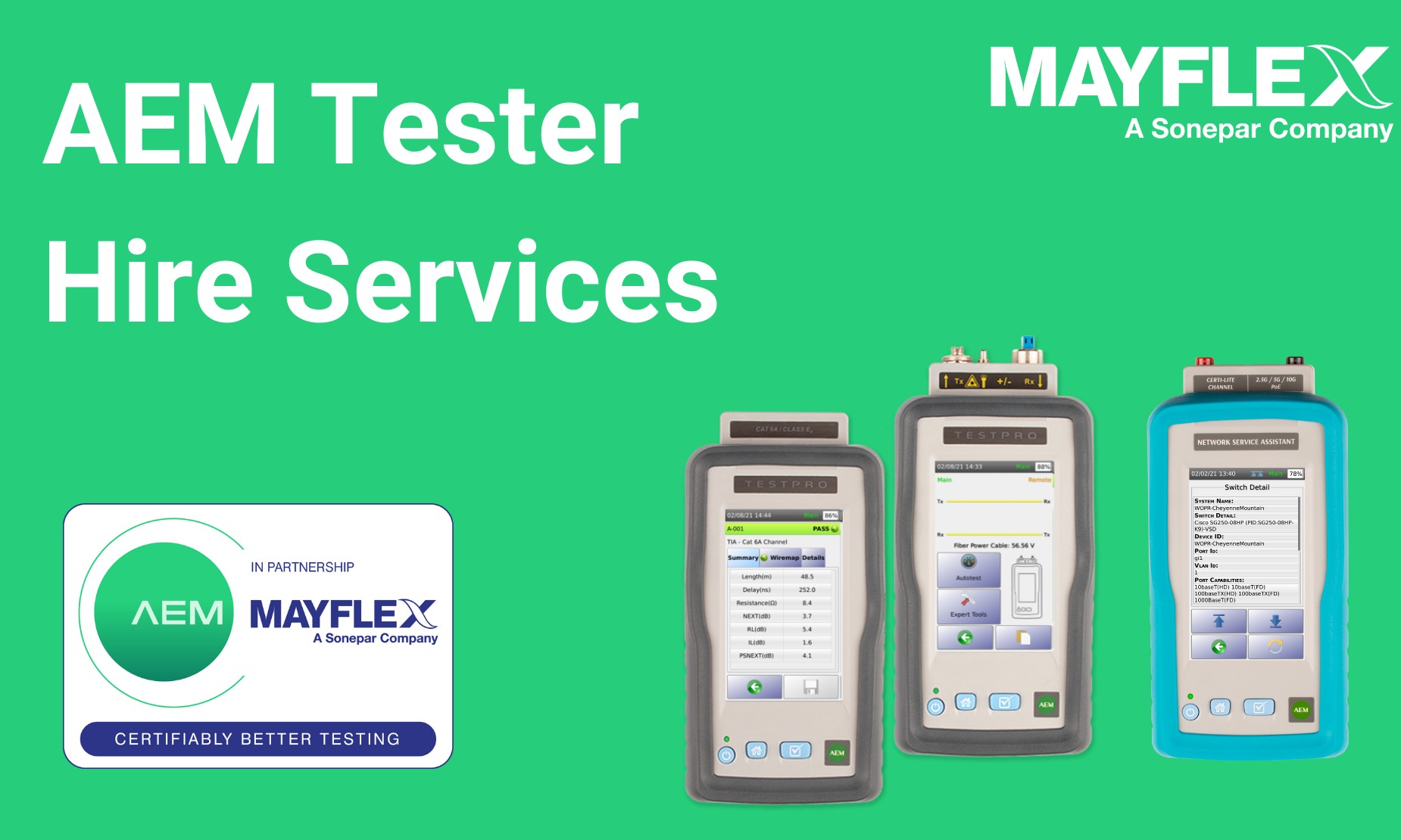 Mayflex launch AEM tester hire services