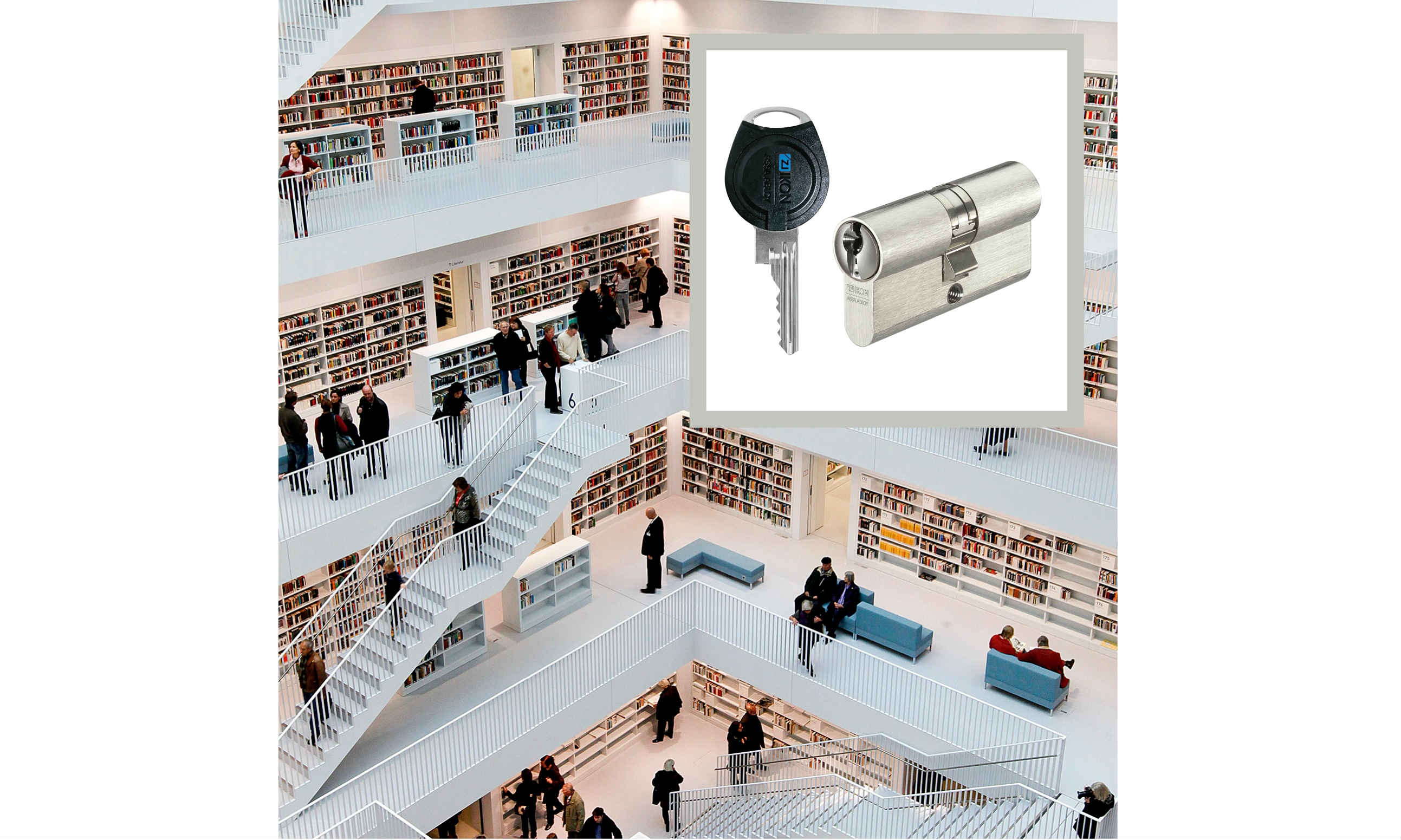 The most important interior areas in the new central library in Stuttgart are managed using the CLIQ® locking system from ASSA ABLOY.